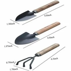 MINKUROW Lot De 6 Mini Outils De Jardinage à Main - Petits Outils Légers En Fer - Râteau - Pelle - Bêche - Pour Intérieur Et Extérieur - Plantation En Pot -Outil de travail du sol Soldes 59790233 3