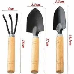MINKUROW Mini Outils De Jardinage 3 Pièces Ensemble Outils Jardinage Kit De Jardinage Ensemble De Petits Outils De Jardin Pour Plantes Outils De Jardin Kit Pelle Bêche Petits Râteau Poignée -Outil de travail du sol Soldes 59790252 3
