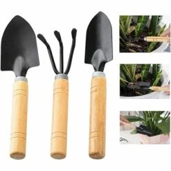 MINKUROW Mini Outils De Jardinage 3 Pièces Ensemble Outils Jardinage Kit De Jardinage Ensemble De Petits Outils De Jardin Pour Plantes Outils De Jardin Kit Pelle Bêche Petits Râteau Poignée -Outil de travail du sol Soldes 59790252 4