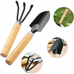 MINKUROW Mini Outils De Jardinage 3 Pièces Ensemble Outils Jardinage Kit De Jardinage Ensemble De Petits Outils De Jardin Pour Plantes Outils De Jardin Kit Pelle Bêche Petits Râteau Poignée -Outil de travail du sol Soldes 59790252 5