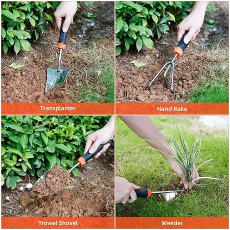 8 Pcs Outils De Jardinage INLIFE, Pelle, Sécateur, Râteau, Houe, Sac De Transport, Kits De Jardinage En Acier Inoxydable 5 8 Pcs Outils De Jardinage INLIFE, Pelle, Sécateur, Râteau, Houe, Sac De Transport, Kits De Jardinage En Acier Inoxydable – Image 3