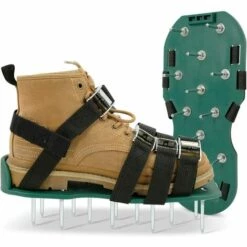AOUGO Aérateur De Gazon Manuel Taille Universelle Avec 2 Sangles Réglables Avec Boucles Sécurisées, Chaussures Aératrices Pour Aérer Efficacement Le Sol De La Pelouse