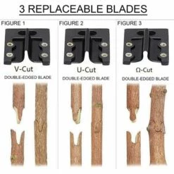 NAXUNNN Ciseaux De Greffage Professionnels, Pince à Greffer, Outils De Greffe Pour Greffer Et élager, 3 Lames Interchangeables (V, Ω, U) En Acier, Idéale Pour Les Arbres Fruitiers Et Pieds De Vigne -Outil de travail du sol Soldes 60664434 3