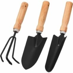 BAICCCF Kit Outils Du Jardinier – Outils De Jardinage En Métal Noir Avec Manche En Bois Comprenant : Truelles, Cultivateur Et Transplanteur – Idéal Pour Une Utilisation Familiale Mini Succulentes