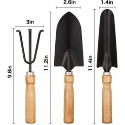 BAICCCF Kit Outils Du Jardinier – Outils De Jardinage En Métal Noir Avec Manche En Bois Comprenant : Truelles, Cultivateur Et Transplanteur – Idéal Pour Une Utilisation Familiale Mini Succulentes -Outil de travail du sol Soldes 60740795 3