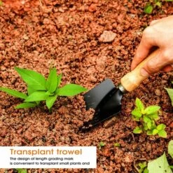 BAICCCF Kit Outils Du Jardinier – Outils De Jardinage En Métal Noir Avec Manche En Bois Comprenant : Truelles, Cultivateur Et Transplanteur – Idéal Pour Une Utilisation Familiale Mini Succulentes -Outil de travail du sol Soldes 60740795 4