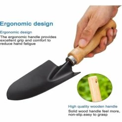 BAICCCF Kit Outils Du Jardinier – Outils De Jardinage En Métal Noir Avec Manche En Bois Comprenant : Truelles, Cultivateur Et Transplanteur – Idéal Pour Une Utilisation Familiale Mini Succulentes -Outil de travail du sol Soldes 60740795 5