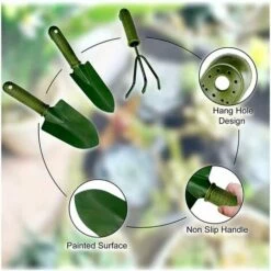 BAICCCF 3pièces Kit Outils Du Jardinier, Pot De Pelle Pour Plantes De Jardinage Outils De Jardinage Graine Portable Pelle Râteau Bêche -Outil de travail du sol Soldes 60740809 5
