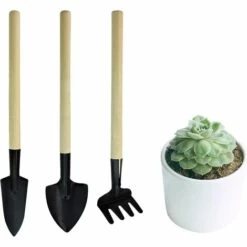 BAICCCF Kit Outils Du Jardinier, Ensemble D'outils à Main De Jardin Portables 3pcs, Râteau De Jardinage Miniature, Truelle Et Pelle Pour Semis,bonsaï, Plantes Grasses, Terrariums Et Plantation
