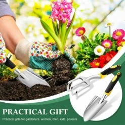 BAICCCF Kit Outils Du Jardinier 2 Pièces, Pelle à Main De Jardin, Truelle De Jardin, Râteau Avec Poignée Caoutchoutée Antidérapante, Outils De Plantation En Alliage D'aluminium Pour Jardinage, Repiquage, Désherbage, Déplacement Et Creusement (jaune) -Outil de travail du sol Soldes 60740951 4