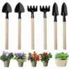 FR-LIFE Ensemble Outils Jardinage BR-Vie 6Pcs Mini Petits Râteaux Pelle Bêche Manche En Bois Kit De Plantation, Pour Le Rempotage Des Plantes -Outil de travail du sol Soldes 60776746 1
