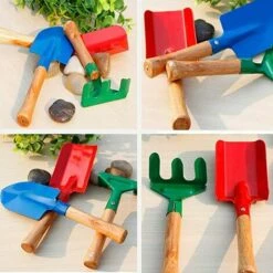 LITZEE 3 Pièces Mini Outils De Jardin, Ensemble D'outils Pour Enfants à Manche Court, Pelle De Jardin Mini Pelles à Râteau De Jardinage Pour Enfants Et Ensemble De Truelle -Outil de travail du sol Soldes 61334994 2