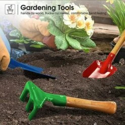 LITZEE 3 Pièces Mini Outils De Jardin, Ensemble D'outils Pour Enfants à Manche Court, Pelle De Jardin Mini Pelles à Râteau De Jardinage Pour Enfants Et Ensemble De Truelle -Outil de travail du sol Soldes 61334994 4
