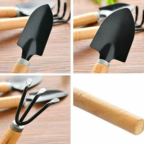 SINCèREETALI Pièce Ensemble D'outils De Jardin Outils De Jardin Outils à Main De Jardin Manche En Bois En Métal Râteau De Jardin Miniature Pour Plantes D'intérieur Et D'extérieur Pot De Fleurs Jouets De Plage (Noir) 4 SINCèREETALI Pièce Ensemble D'outils De Jardin Outils De Jardin Outils à Main De Jardin Manche En Bois En Métal Râteau De Jardin Miniature Pour Plantes D'intérieur Et D'extérieur Pot De Fleurs Jouets De Plage (Noir) – Image 2
