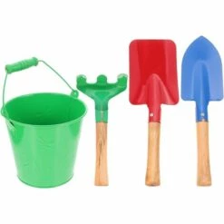 BAICCCF Kit Outils Du Jardinier Ensemble D'outils De Jardinage Pour Enfants Vert 4pcs, Outils De Jardin Pour Enfants Avec Râteau, Pelle, Truelle Et Seaux De Plage Pour Jouet De Bac à Sable De Plage Pour Enfants