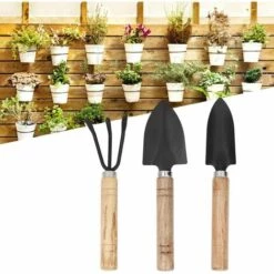 MEZHENG Pelle De Jardin Ensemble D'outils De Jardinage Et De Pelle 3Pcs Mini Outils De Jardinage Pour Plantes Ensemble Pelle Griffe Râteau Pelle Fleurs Outils De Plantation Rempotage -Outil de travail du sol Soldes 64119695 2