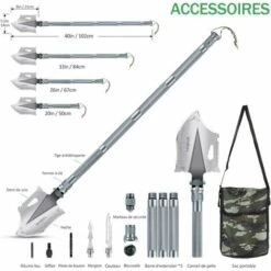 MONLY Pelle De Camping Pliante Pelle Militaire Multifonctionnelle De Type Hache De 40 Po, Pelle De Survie 30 En 1 Avec Manche Allongé -Outil de travail du sol Soldes 64459866 4
