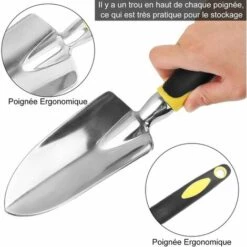 MONLY STARVA ST 3 Pièces Outils De Jardinage, Kit Jardinage Adulte, Ensemble De Jardinage En Aluminium Avec Poignée Ergonomique, Idéal Pour Désherber, Desserrer Le Sol, Transplanter, Greffage -Outil de travail du sol Soldes 64579301 5