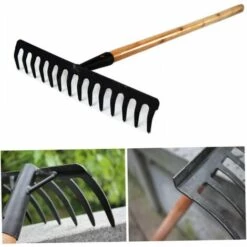 OSQI Râteau De Jardin Pour Pelouse Râteau à Main En Métal 14 Dents Feuilles De Paille En Vrac Sols De Jardin Pour Jardinage à La Ferme, Fournitures De Jardin En Acier Pour Râteau -Outil de travail du sol Soldes 65501578 3
