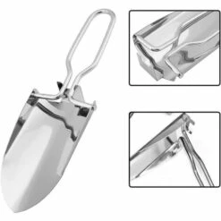 OSQI Pelle De Camping Pelle Pliante Mini Bêche Extérieur Jardin Truelle Pliante En Acier Inoxydable Portable Main Métal Antirouille Portable Pour Camping Argent -Outil de travail du sol Soldes 65503584 5