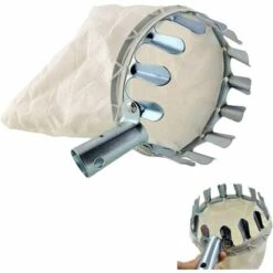 OSQI Ramasse-fruits Harvesters, Tête Cueille-Pommes, Filet Attrape-Fruits En Métal Avec Capuchons De Protection, Ø 140 Mm, Pochette Coton Pour Pomme Orange Pêche Poire, Outil De Cueillette Extérieur, Outils De Jardin, Argent
