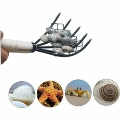 LADACèE Râteau De Palourdes Avec Filet 5 Griffes De Griffe De La Poignée De Bois De Râteau Outil De Creuser Creuser Des Accessoires De Fruits De Mer 5-tine Râteau à Griffes -Outil de travail du sol Soldes 65616141 2
