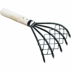 LADACèE Râteau De Palourdes Avec Filet 5 Griffes De Griffe De La Poignée De Bois De Râteau Outil De Creuser Creuser Des Accessoires De Fruits De Mer 5-tine Râteau à Griffes -Outil de travail du sol Soldes 65616141 4