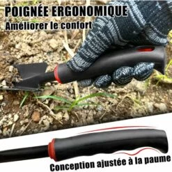 MONLY Ensemble D'outils De Jardinage, 5 Pièces Fer Fin Jardinage Outils à Main De Plein Air, Avec Gants De Jardinage, 2 Pelles Truelle, Râteau à Main, Double Houe, Poignée En Caoutchouc Ergonomiques -Outil de travail du sol Soldes 65757186 3