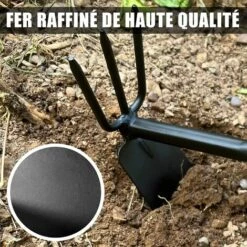 MONLY Ensemble D'outils De Jardinage, 5 Pièces Fer Fin Jardinage Outils à Main De Plein Air, Avec Gants De Jardinage, 2 Pelles Truelle, Râteau à Main, Double Houe, Poignée En Caoutchouc Ergonomiques -Outil de travail du sol Soldes 65757186 4