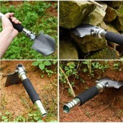 MEZHENG Pliant Bouteille Pelle Outil Multifonctionnel Ouvreur En Acier Au Carbone Spade Pour Le Camping, Randonnée Pédestre, Randonnée, Jardinage, Survie Enchâssement Outil Avec Étui -Outil de travail du sol Soldes 66092421 4