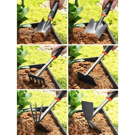 ENLENK Ensemble Outils Jardinage,Outils De Jardin En Têtes Robustes Acier Carbone Et Poignées Ergonomiques,avec Pelles,Transplanteur,Râteau à Main,Désherbeurs Manuels,Binette Pour Jardin,Ferme,Pelouse 5 ENLENK Ensemble Outils Jardinage,Outils De Jardin En Têtes Robustes Acier Carbone Et Poignées Ergonomiques,avec Pelles,Transplanteur,Râteau à Main,Désherbeurs Manuels,Binette Pour Jardin,Ferme,Pelouse – Image 3