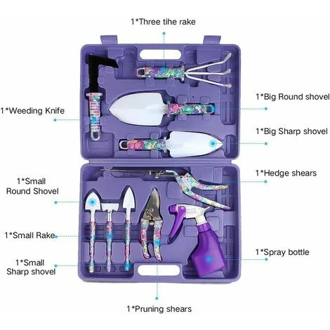 Cisea 10 Pièces Kit Outils Du Jardinier, Ensemble D'outils De Jardin, Poignée Ergonomique Truelle Râteau Désherbeur Sécateur Pulvérisateur, Outils à Main De Jardin Avec étui De Transport Cadeaux De Jardinage Pour Les Femmes 4 Cisea 10 Pièces Kit Outils Du Jardinier, Ensemble D'outils De Jardin, Poignée Ergonomique Truelle Râteau Désherbeur Sécateur Pulvérisateur, Outils à Main De Jardin Avec étui De Transport Cadeaux De Jardinage Pour Les Femmes – Image 2