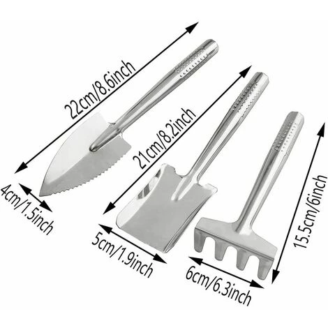GRID COOL Kit Outils Du Jardinier 3 Pièces Pelles à Manche En Acier Inoxydable Pour Pots De Plantes Ensemencement Sol Meuble Jardin Pelle à Main/pelle/râteau Ensemble D'outils De Jardin 5 GRID COOL Kit Outils Du Jardinier 3 Pièces Pelles à Manche En Acier Inoxydable Pour Pots De Plantes Ensemencement Sol Meuble Jardin Pelle à Main/pelle/râteau Ensemble D'outils De Jardin – Image 3