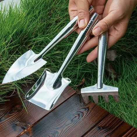 GRID COOL Kit Outils Du Jardinier 3 Pièces Pelles à Manche En Acier Inoxydable Pour Pots De Plantes Ensemencement Sol Meuble Jardin Pelle à Main/pelle/râteau Ensemble D'outils De Jardin 6 GRID COOL Kit Outils Du Jardinier 3 Pièces Pelles à Manche En Acier Inoxydable Pour Pots De Plantes Ensemencement Sol Meuble Jardin Pelle à Main/pelle/râteau Ensemble D'outils De Jardin – Image 4